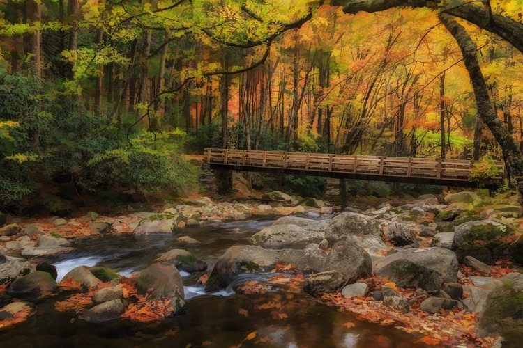 Picture of GREENBRIER BRIDGE WITH STREAM WATERCOLOR