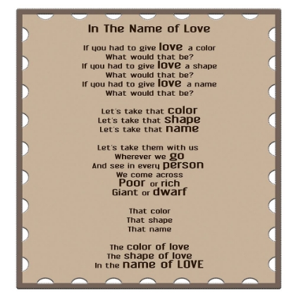 Picture of IN THE NAME OF LOVE WORD ART
