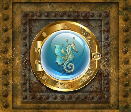Picture of STEAMPUNK PORTHOLE SEAHORSE