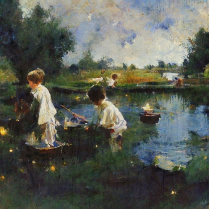 Picture of CHILDREN PLAYING WITH BOATS II