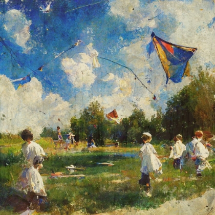 Picture of CHILDREN PLAYING WITH KITES I