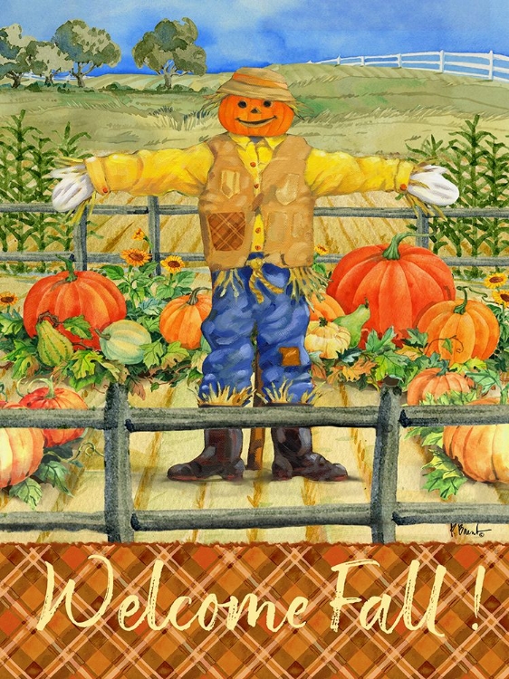Picture of SCARECROW WITH PUMPKINS VERTICAL