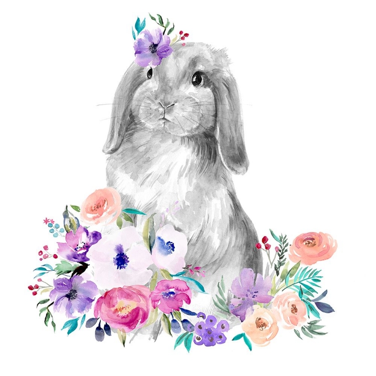 Picture of BRIGHT FLORAL BUNNY I
