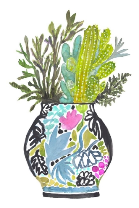 Picture of PAINTED VASE WITH CACTUS