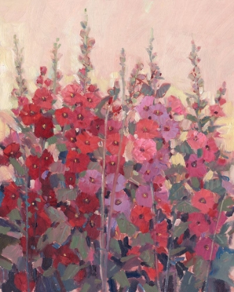 Picture of HOLLYHOCKS IN A ROW II