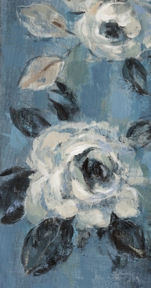 Picture of LOOSE FLOWERS ON DUSTY BLUE III