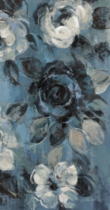 Picture of LOOSE FLOWERS ON DUSTY BLUE IV