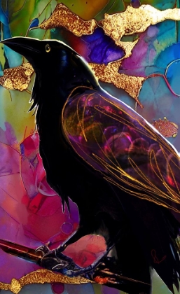 Picture of RAVEN WITH PINK AND GOLD