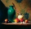 Picture of GREEN VASE AND FRUIT
