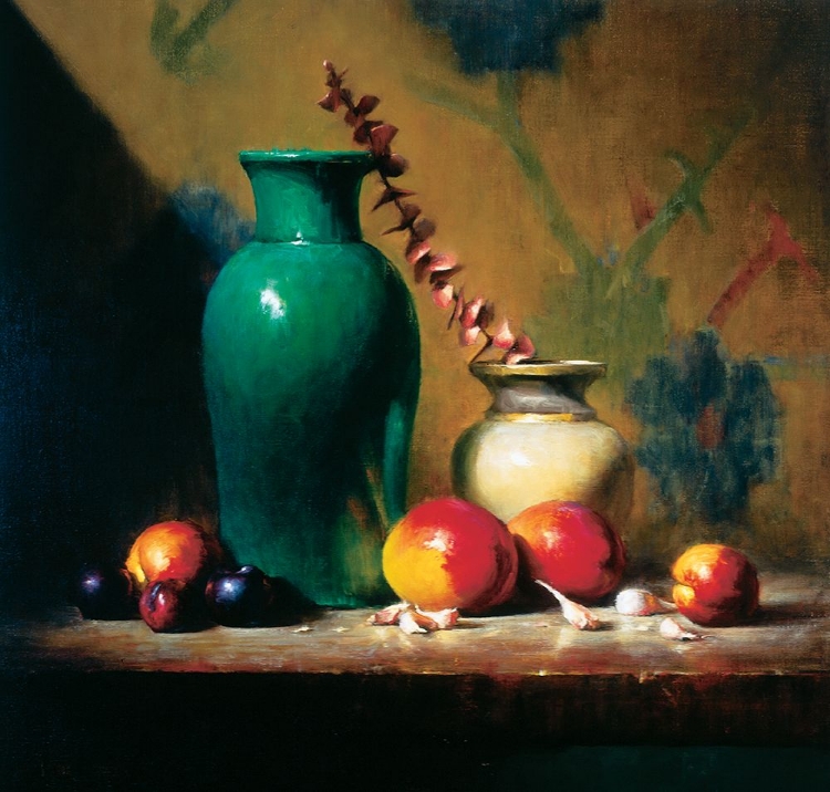 Picture of GREEN VASE AND FRUIT