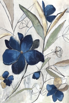 Picture of MODERN BLUE FLORAL I