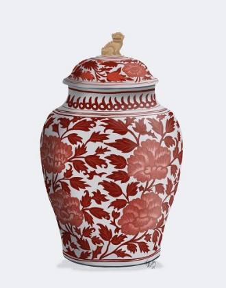 Picture of CHINOISERIE VASE GOLDEN LION RED