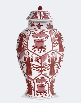Picture of CHINOISERIE VASE LEAF PICKER RED