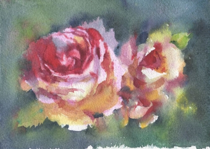 Picture of WILDFLOWERS ROSE WATERCOLOR PAINTING