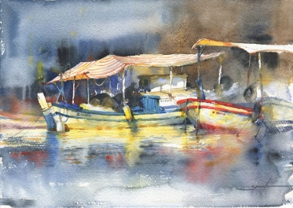 Picture of YACHTS IN THE PORT. WATERCOLOR ART