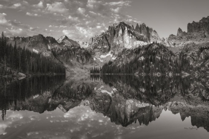 Picture of BARON LAKE MONTE VERITA PEAK SAWTOOH MOUNTAINS II BW