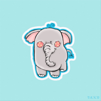 Picture of BLUE BACKGROUND ELEPHANT
