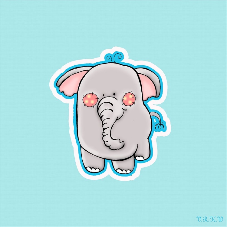Picture of BLUE BACKGROUND ELEPHANT
