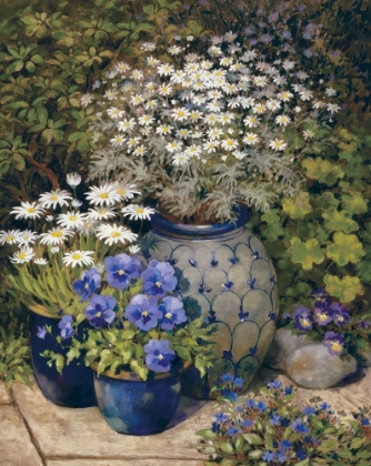 Picture of BLUE VASES AND FLOWERS
