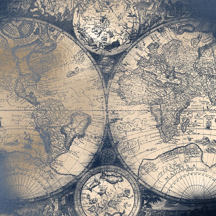 Picture of ANTIQUE MAP GOLD NAVY