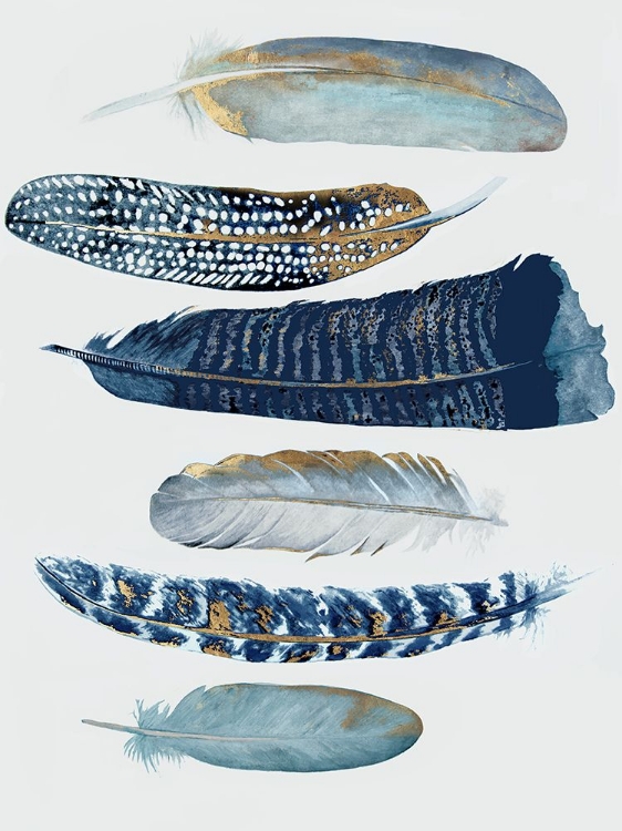 Picture of BLUE AND GOLD FEATHERS I