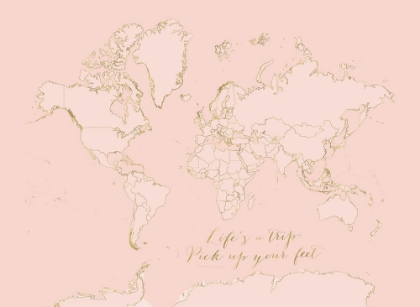 Picture of INSPIRATIONAL PINK AND GOLD WORLD MAP