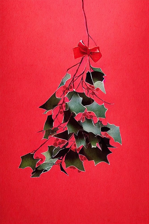 Picture of MISTLETOE WITH RED BOW