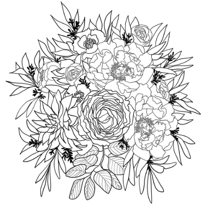 Picture of NANETTE FLOWER BOUQUET IN BLACK AND WHITE