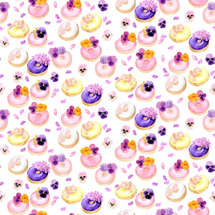 Picture of FLORAL WATERCOLOR DONUTS PATTERN