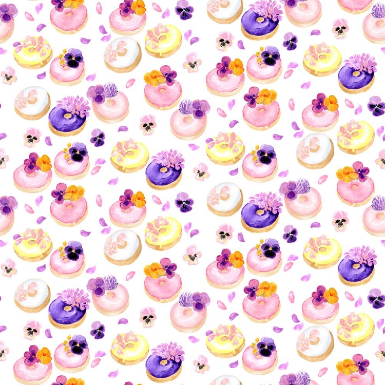 Picture of FLORAL WATERCOLOR DONUTS PATTERN