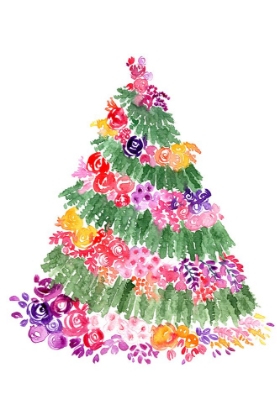 Picture of FLORAL WATERCOLOR CHRISTMAS TREE