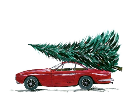 Picture of EIGHTIES CAR CARRYING A CHRISTMAS TREE