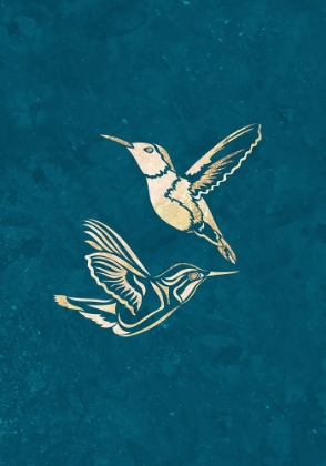 Picture of GOLD HUMMINGBIRD LINE ART SILHOUETTES 1