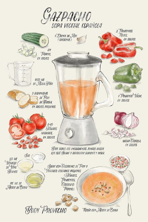 Picture of GAZPACHO ILLUSTRATED RECIPE IN SPANISH