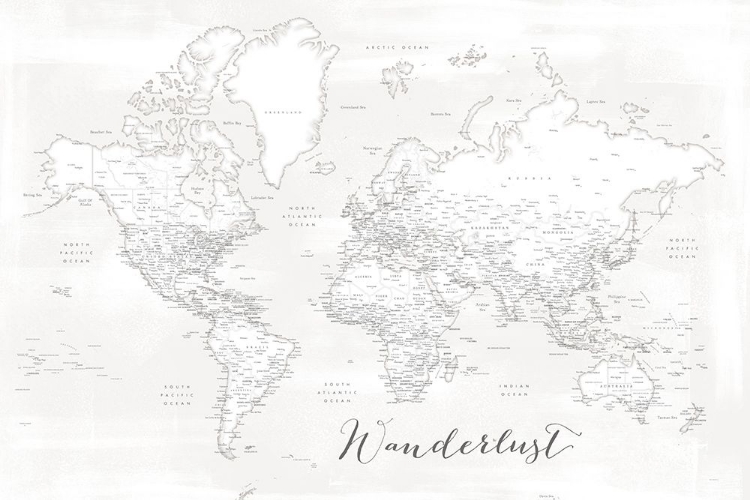 Picture of WANDERLUST - DETAILED WORLD MAP WITH CITIES - MAELI WHITE