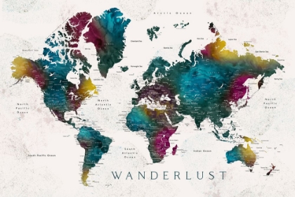 Picture of CHARLEENA WORLD MAP WITH CITIES - WANDERLUST