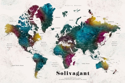 Picture of CHARLEENA WORLD MAP WITH CITIES - SOLIVAGANT