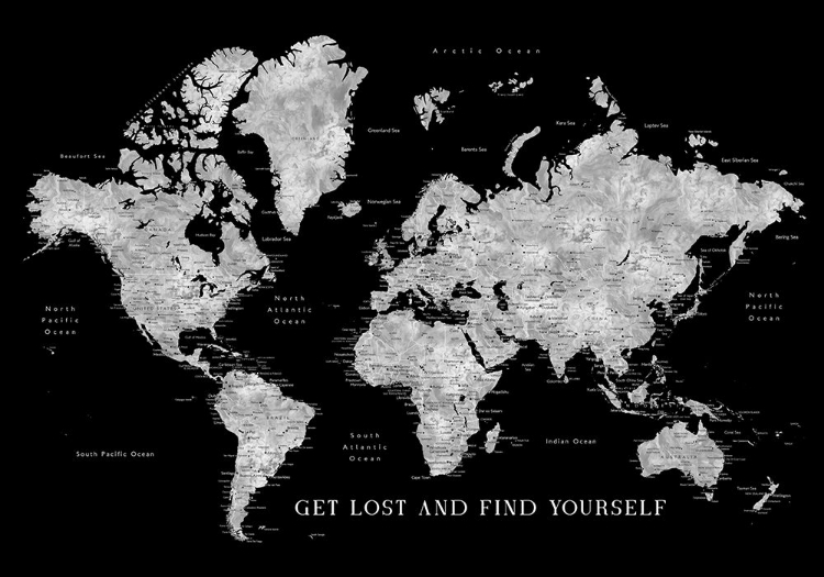 Picture of BAIBAH WORLD MAP WITH CITIES - GET LOST