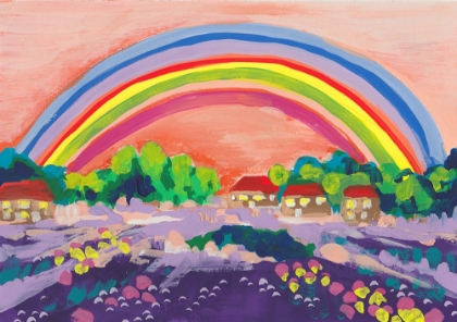 Picture of COUNTRYSIDE RAINBOW ON ORANGE