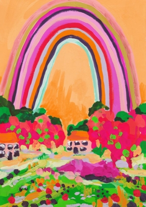 Picture of COUNTRYSIDE RAINBOW ON ORANGE
