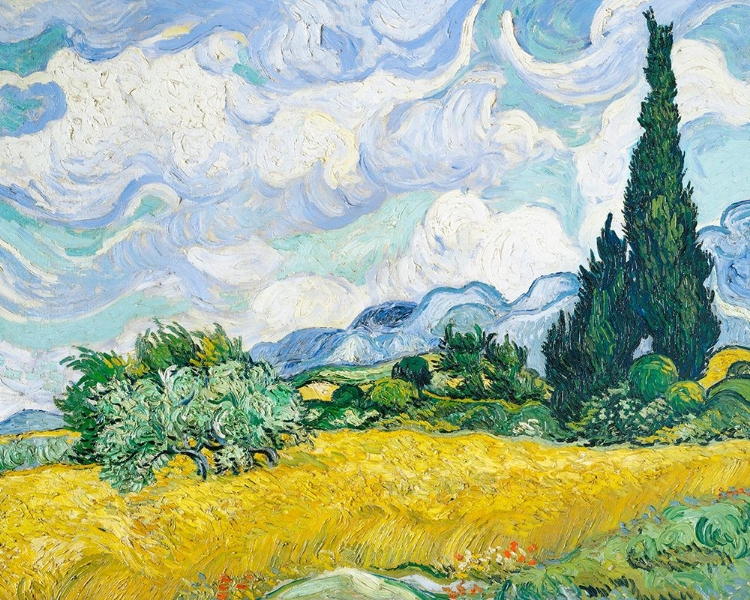 Picture of WHEAT FIELD WITH CYPRESSES