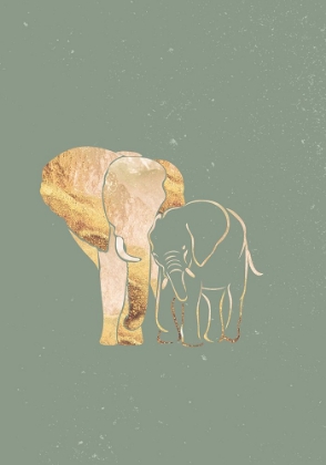 Picture of SAGE GREEN GOLD ELEPHANTS 1