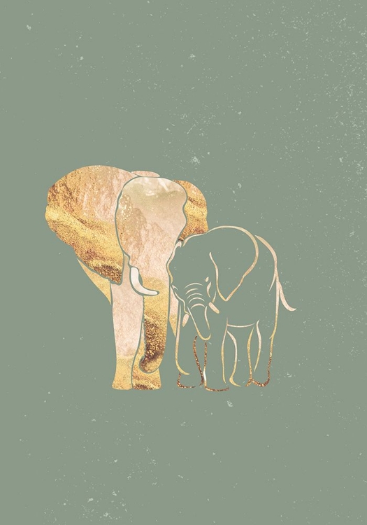 Picture of SAGE GREEN GOLD ELEPHANTS 1