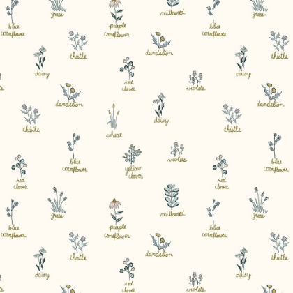 Picture of WILDFLOWERS GOLD WORDS PATTERN