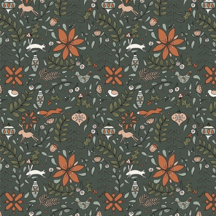 Picture of FESTIVE FOLK PATTERN DEEP GREEN