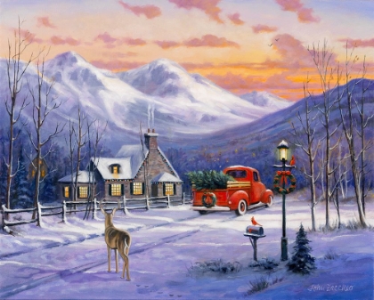 Picture of RED TRUCK AND DEER