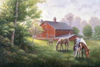 Picture of COUNTRY ROAD W/ HORSES/BARN
