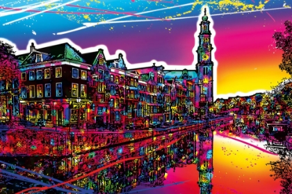 Picture of C008 COLORFUL CITYVIEW OF AMSTERDAM WESTERTOREN