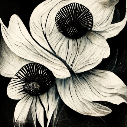 Picture of B021 FLOWERS BLACK WHITE