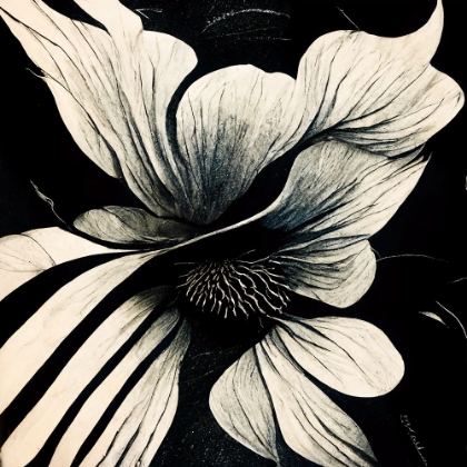 Picture of B028 FLOWERS BLACK WHITE